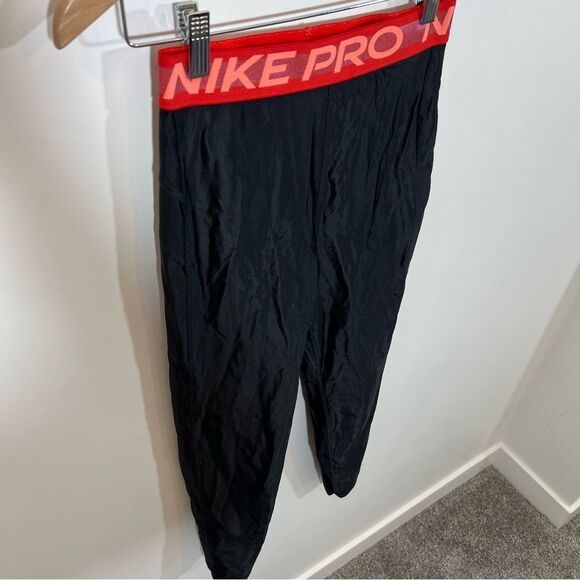 Nike Pro High Rise 7/8 Leggings Women's Black Red DA0570-010 Gym | Size S - Picture 5 of 13